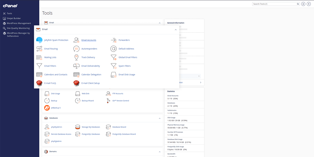 الوصول لحسابات البريد الإلكتروني المخصصة في CPanel